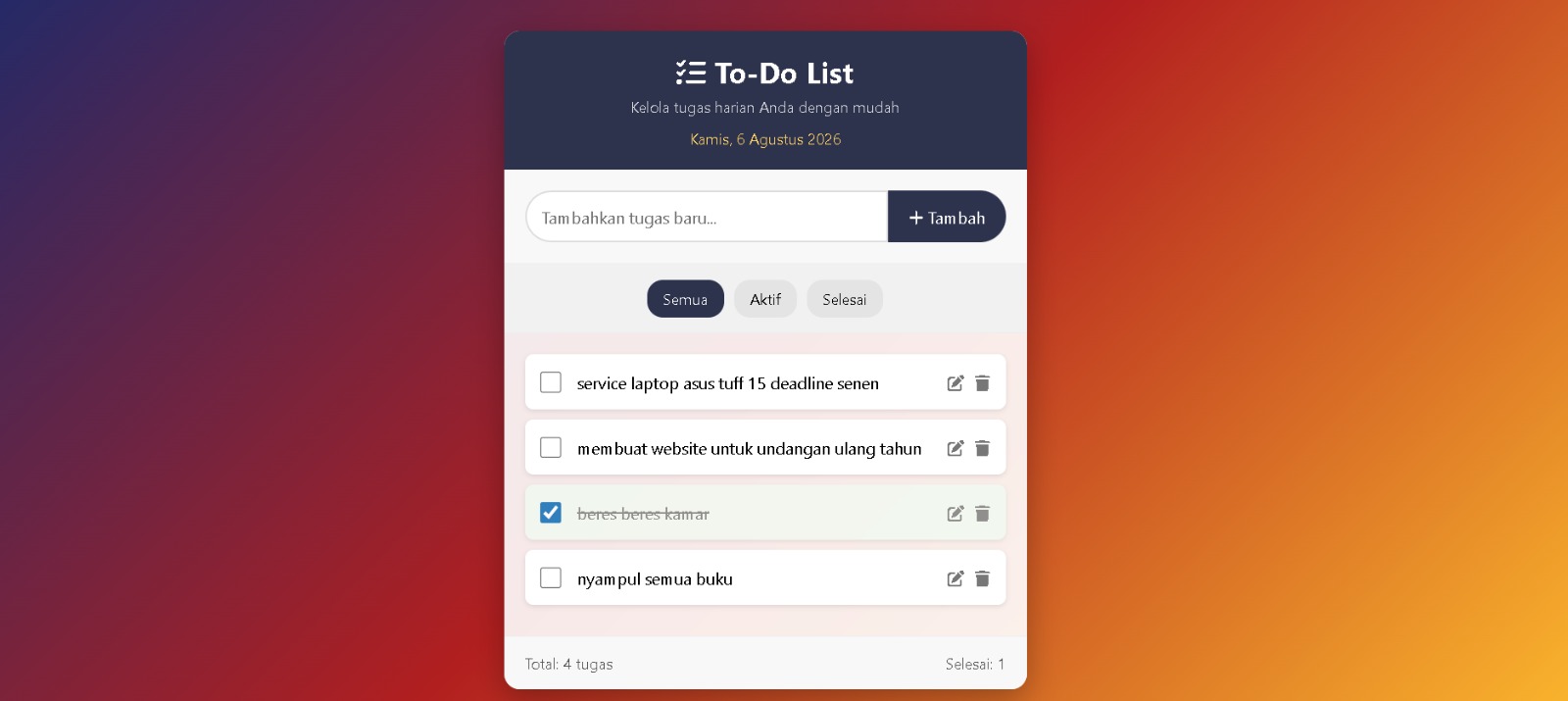 Tampilan To-Do List App